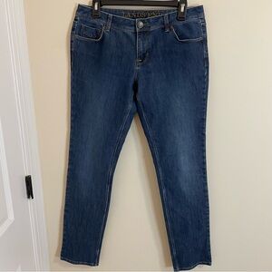 Lands' End Women's Classic Straight Leg Stretch Jeans - Dark Blue Size 8